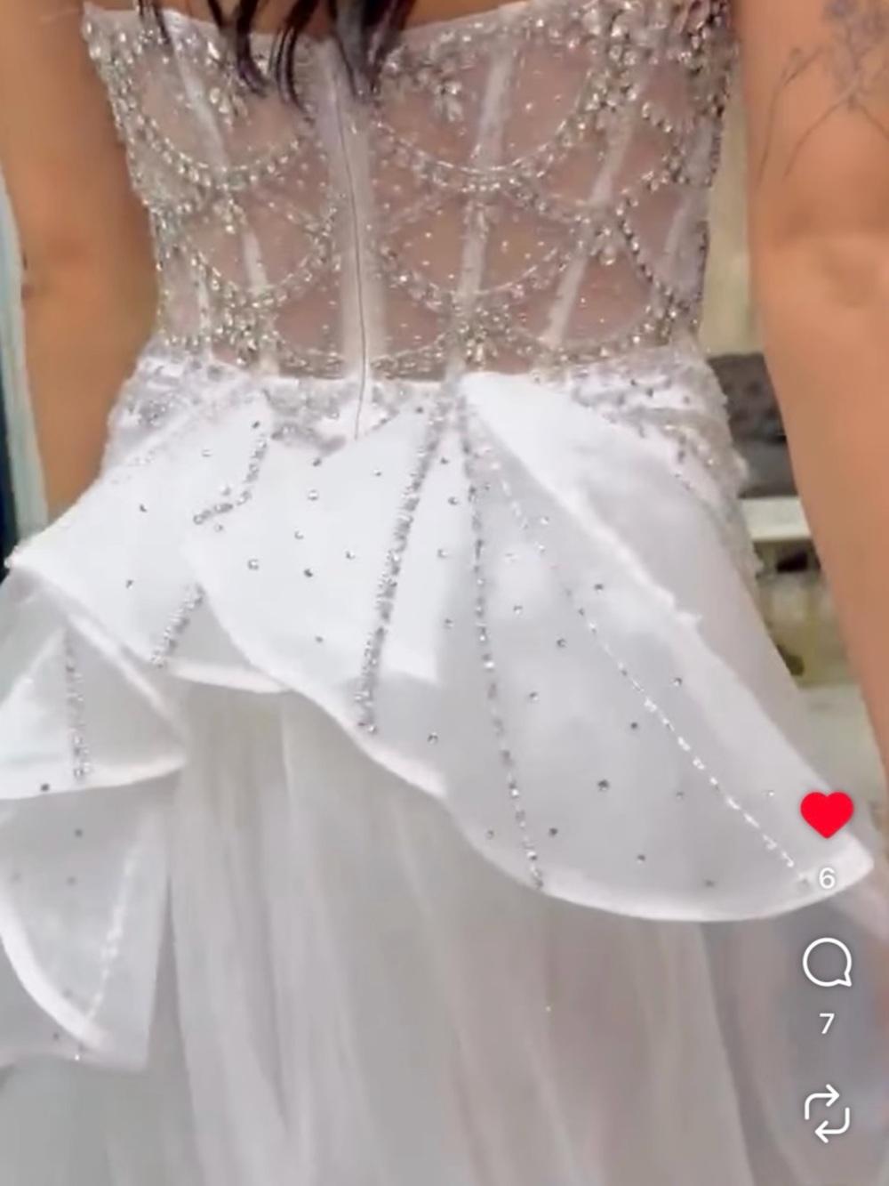 Beaded White Crystal-Embellished Prom Dress - Picture 6 of 6